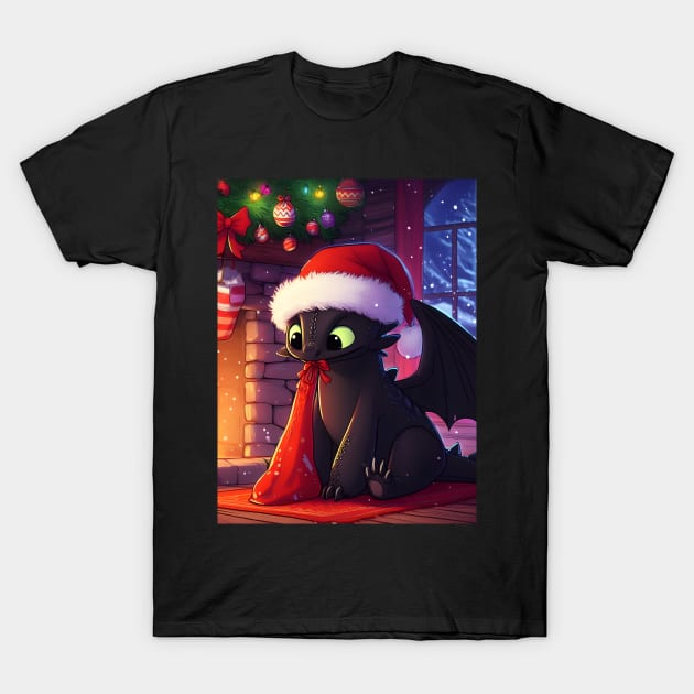 Christmas Dragon Wonderland: Festive Art Prints Featuring Whimsical Dragon Designs for a Joyful Holiday Celebration! T-Shirt by insaneLEDP